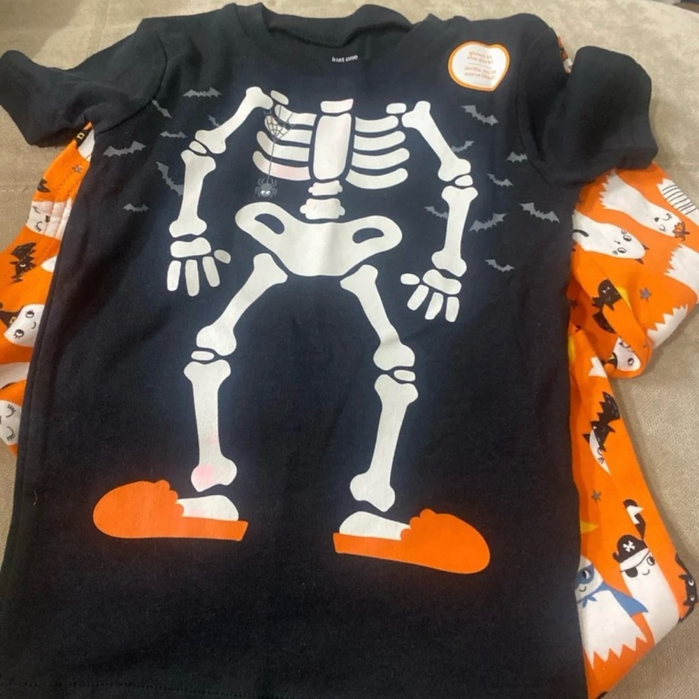 Carter's Halloween Child 4T Pants Set with Orange and Black Skelton Graphic